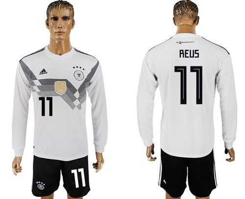 Germany #11 Reus White Home Long Sleeves Soccer Country Jersey